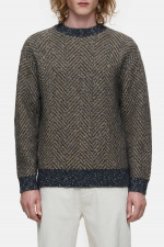 Pullover in Khaki/Grau gemustert