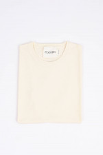 T-Shirt mit Logo-Stickerei in Creme