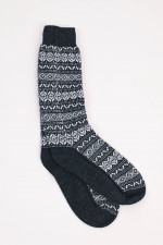 Cashmere Socken mit Muster in Grau/Weiß