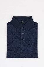 Polo-Shirt in Navy mit Paisley-Muster