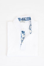 Polo-Shirt mit gemustertem Kragen in Weiß/Blau
