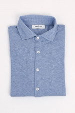 Langarm Poloshirt in Hellblau