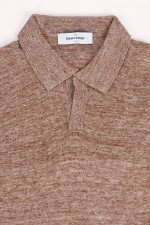 Poloshirt aus Baumwoll-Leinen-Mix in braun meliert