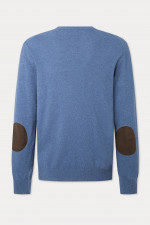 Wollmix Pullover in Mittelblau