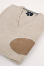 Wollmix V-Neck Pullover in Beige