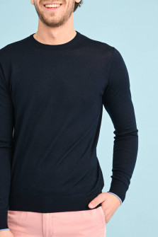 Merino Pullover mit Rundhals in Navy