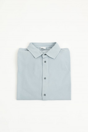 Langarm Polo-Shirt in Hellblau