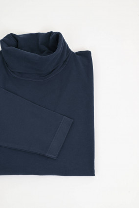 Rollkragenpullover aus Baumwolle in Navy