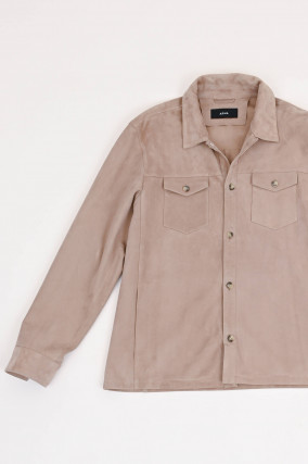 Leder-Overjacket DEX in hellem Taupe