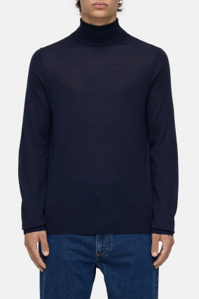 Feinstrick-Rollkragenpullover in Navy