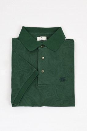 Polo-Shirt in Grün mit Paisley-Muster