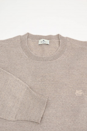 Feinstrick-Pullover in hellem Beige