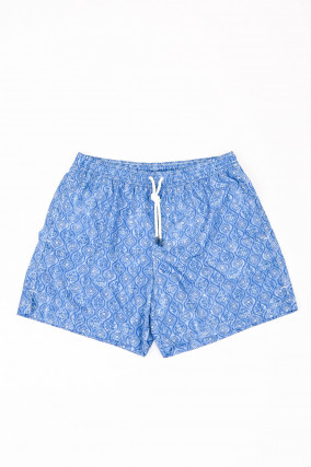 Badehose mit Mosaikmuster in Blau