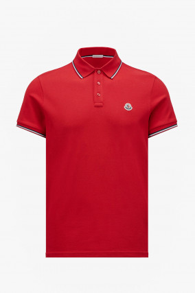 Poloshirt mit Streifen-Details in Rot