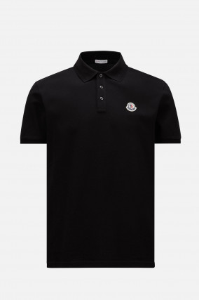 Polo-Shirt mit Stickerei-Details in Schwarz