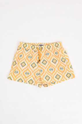 Badehose mit Mosaik-Print in Gelb/Grün