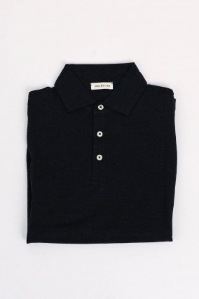 Polo-Shirt aus Leinen in Navy